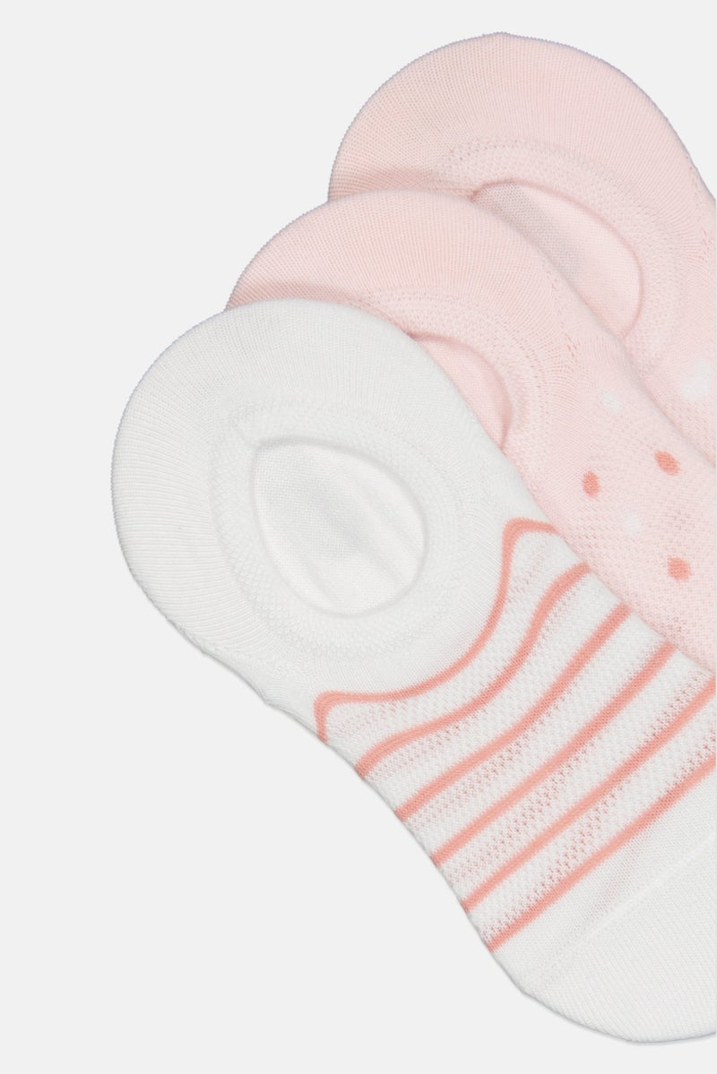 RBX Women 3 Pair Textured Everyday Round Invisible Socks, Multicolor - Image 3