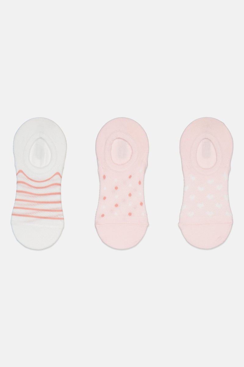 RBX Women 3 Pair Textured Everyday Round Invisible Socks, Multicolor - Image 1