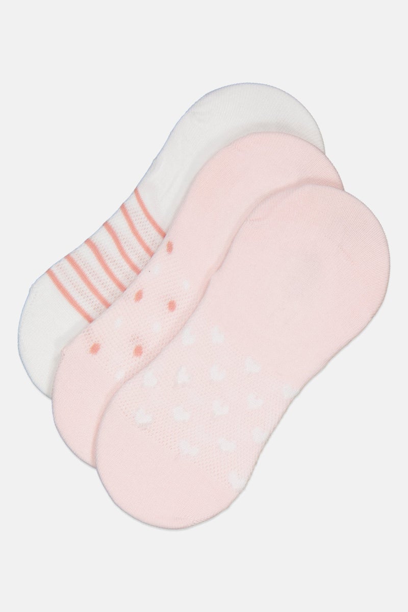 RBX Women 3 Pair Textured Everyday Round Invisible Socks, Multicolor - Image 4