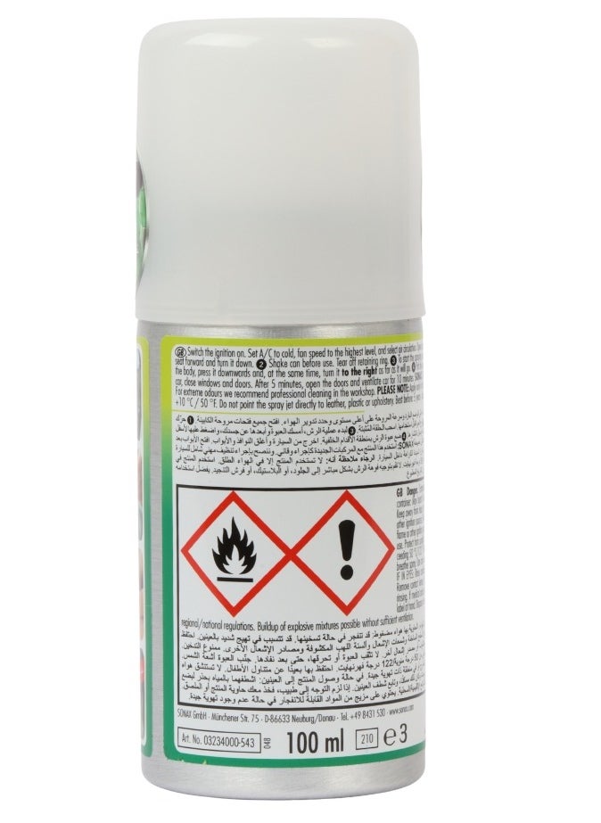 SONAX - Car Air Conditioner Cleaner and Freshener with Green Lemon Scent, 100 ml, Cleans Internal AC Surfaces and Eliminates Dirt and Odors, Made in Germany. - Image 1