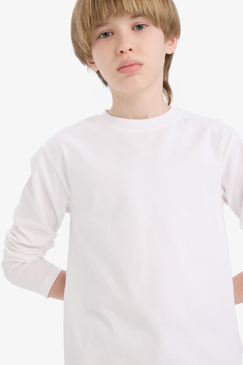 ديفاكتو تي شيرت كم طويل قصة عادية برقبة مستديرة - Image 1