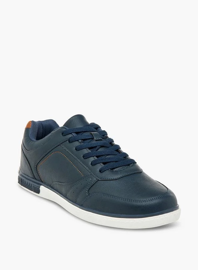 Men's Panelled Ankle Sneakers with Lace-Up Closure