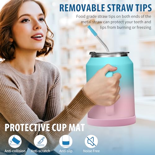 VICKNIY 50oz Tumbler with Lid and Straw - Gulp, Protective Cup Mat, 50 oz Stainless Steel Coffee Mug for Travel Work, Double Wall Insulated Tumblers Metal Cups, Leak Proof Large Flask Jug Water Bottle - Image 5