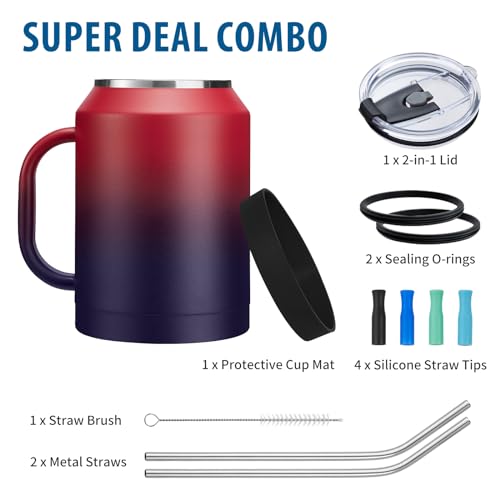 VICKNIY 50oz Tumbler with Lid and Straw - Gulp, Protective Cup Mat, 50 oz Stainless Steel Coffee Mug for Travel Work, Double Wall Insulated Tumblers Metal Cups, Leak Proof Large Flask Jug Water Bottle - Image 2