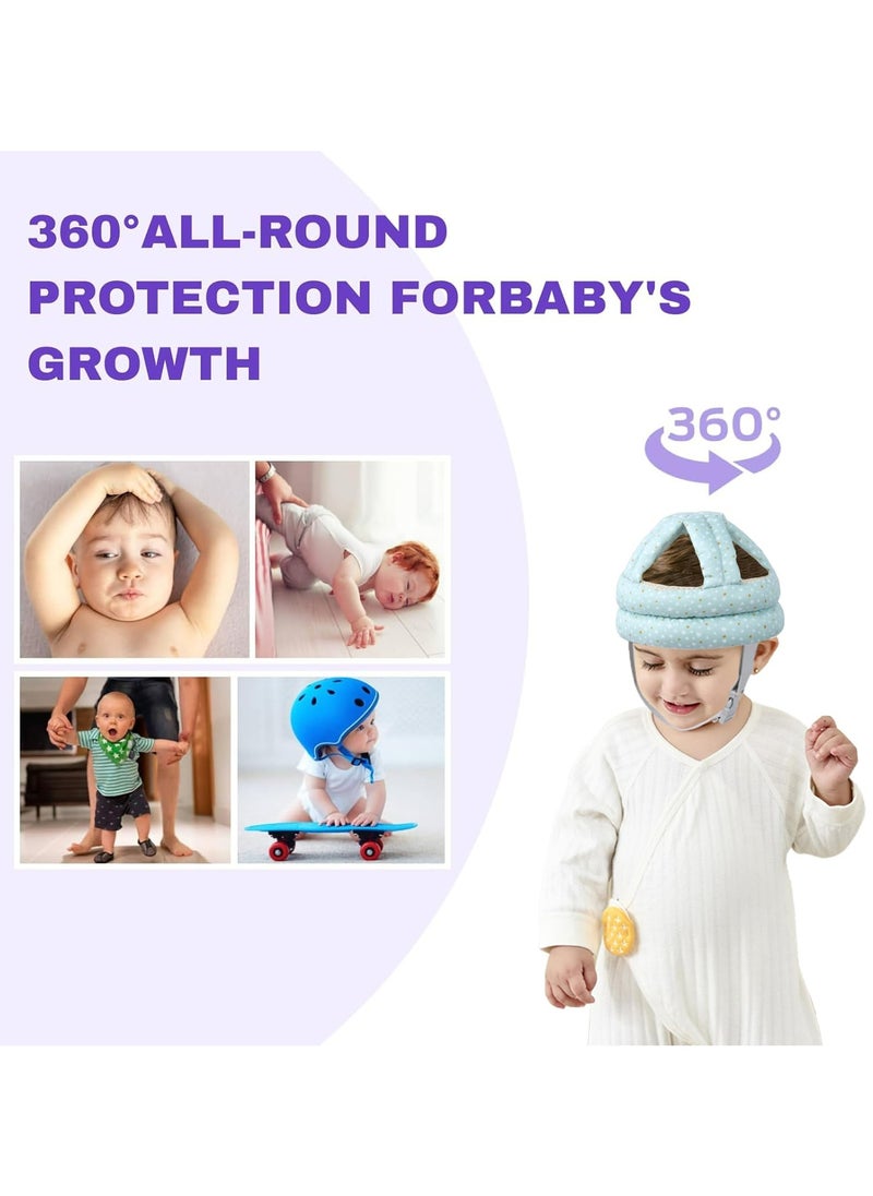 [1+1] Baby Safety Helmet, with 1 Pair Knee Pads, Head Protection Toddler Kids Adjustable Soft Headguard for Running Walking Crawling