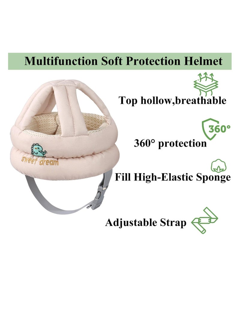 [1+1] Baby Safety Helmet, with 1 Pair Knee Pads, Head Protection Toddler Kids Adjustable Soft Headguard for Running Walking Crawling