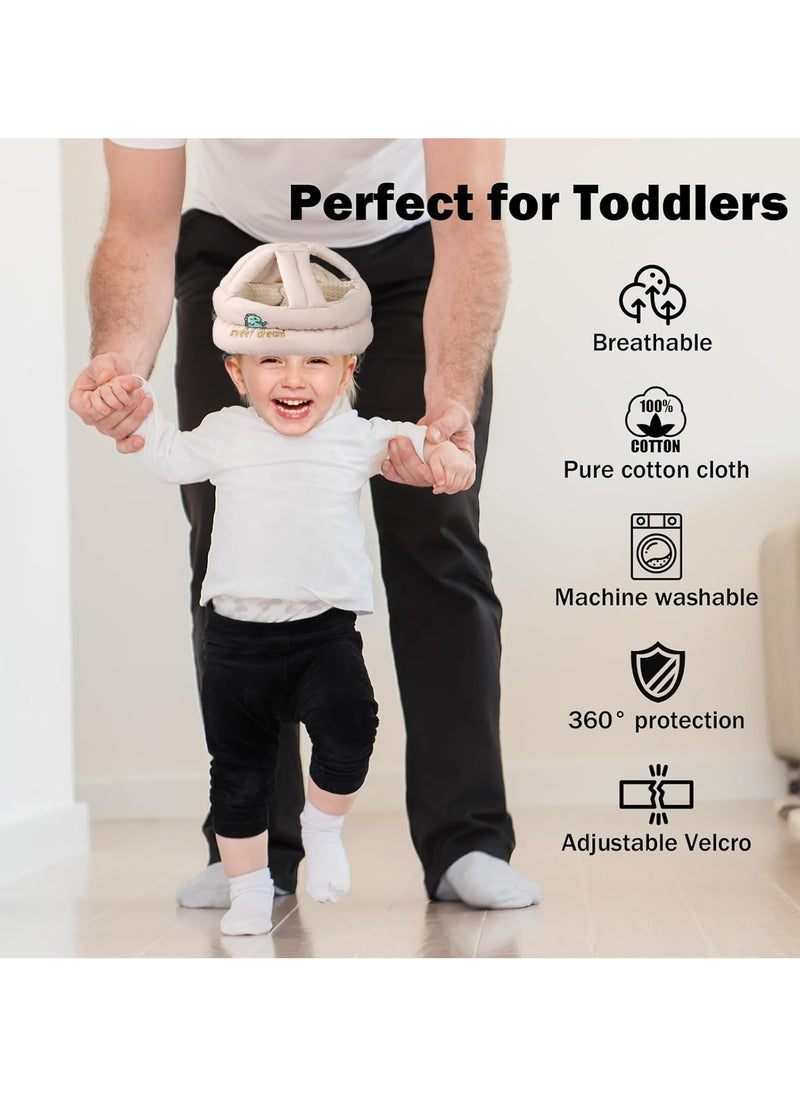 [1+1] Baby Safety Helmet, with 1 Pair Knee Pads, Head Protection Toddler Kids Adjustable Soft Headguard for Running Walking Crawling