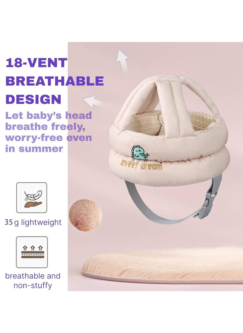 [1+1] Baby Safety Helmet, with 1 Pair Knee Pads, Head Protection Toddler Kids Adjustable Soft Headguard for Running Walking Crawling