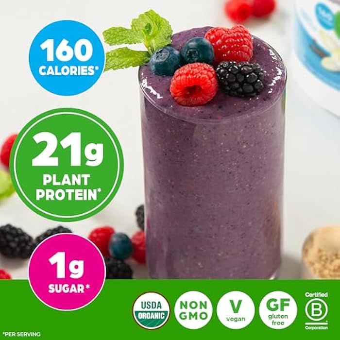 Orgain Organic Vegan Protein + 50 Superfoods Powder, Vanilla Bean - 21g Plant Based Protein, 8g Prebiotic Fiber, No Lactose Ingredients, Gluten Free, No Added Sugar, 1.12 lb (Packaging May Vary) - Image 4