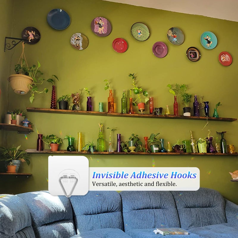 DIDUDIDU Wall Plate Hangers for Display - Invisible Adhesive Picture Hangers for Wall - Ideal for Hanging Decorative Plates | Photo Frames | Paintings - 2.3 Inch - Image 5