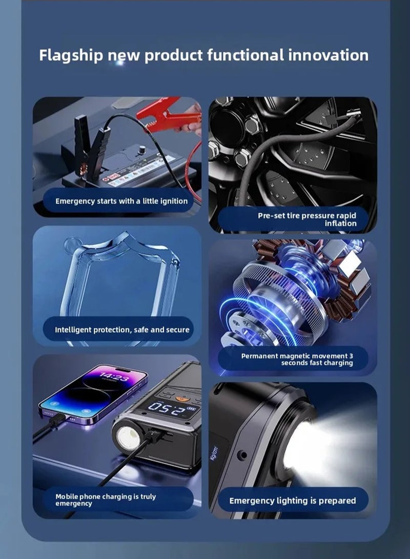 EzzySo Jump Starter with Air Compressor 500A 14.8V 150PSI 29.6Wh Car Battery Jump Starter 4.0L Gas 2.5L Diesel Smart Jumper with Display and Emergency Light - Image 5