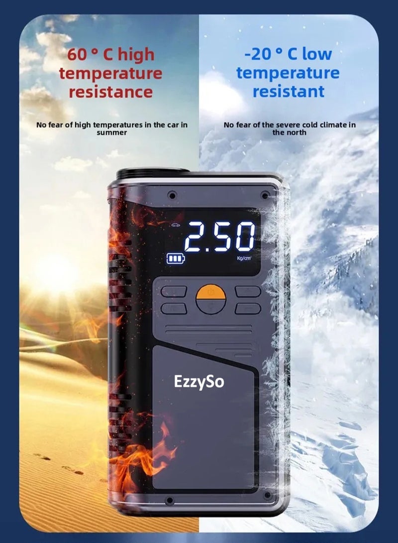 Jump Starter with Air Compressor 500A 14.8V 150PSI 29.6Wh Car Battery Jump Starter 4.0L Gas 2.5L Diesel Smart Jumper with Display and Emergency Light