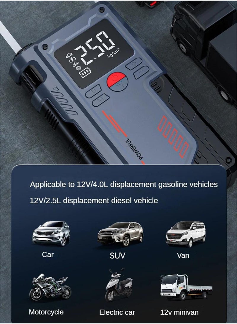 EzzySo - Jump Starter with Air Compressor 1000A 12V 150PSI 29.6Wh Car Battery Jump Starter 4.0L Gas 2.5L Diesel Smart Jumper with Display and Emergency Light - Image 1