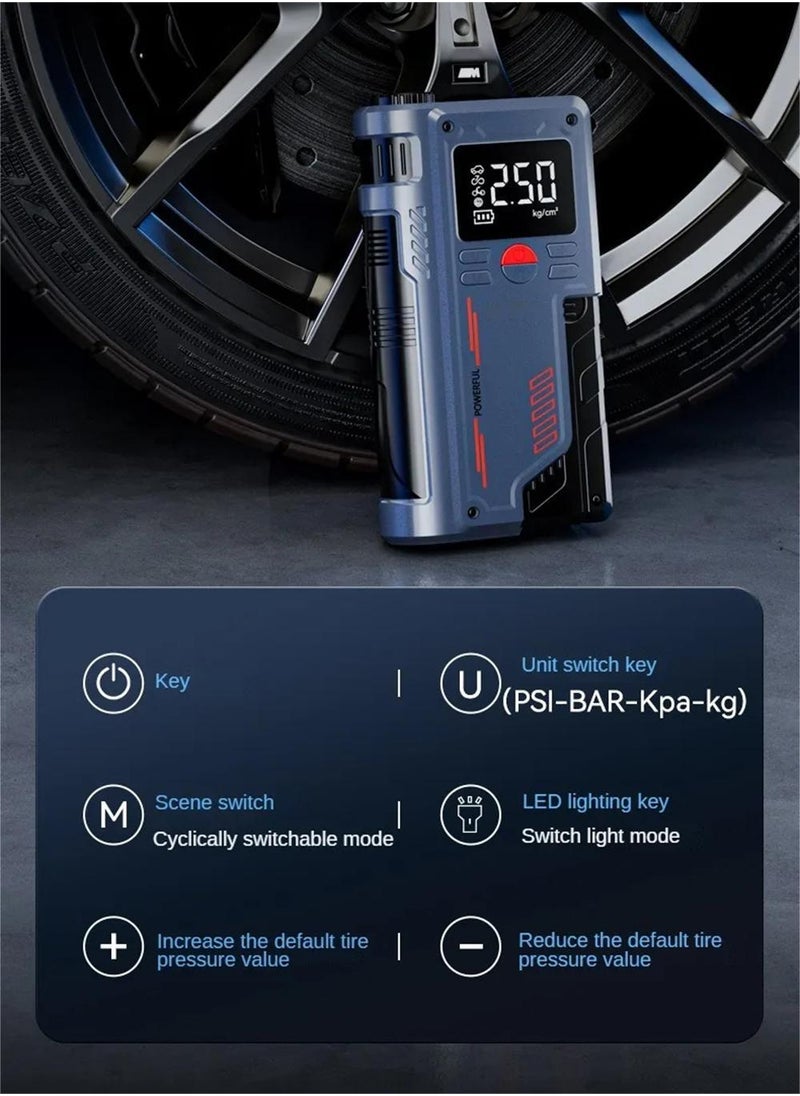 EzzySo - Jump Starter with Air Compressor 1000A 12V 150PSI 29.6Wh Car Battery Jump Starter 4.0L Gas 2.5L Diesel Smart Jumper with Display and Emergency Light - Image 1