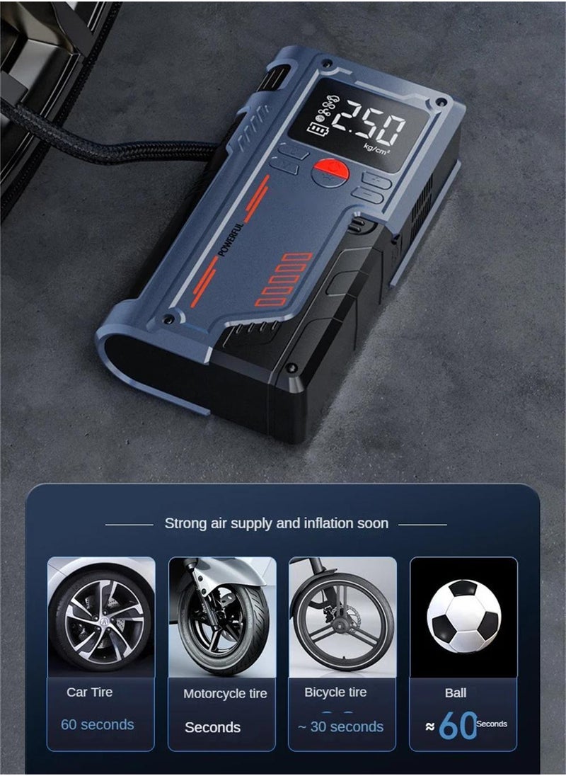 EzzySo - Jump Starter with Air Compressor 1000A 12V 150PSI 29.6Wh Car Battery Jump Starter 4.0L Gas 2.5L Diesel Smart Jumper with Display and Emergency Light - Image 1