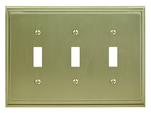 Amerock | Wall Plate | Golden Champagne | 3 Toggle Switch Plate Cover | Mulholland | 1 Pack | Light Switch Cover - Image 1