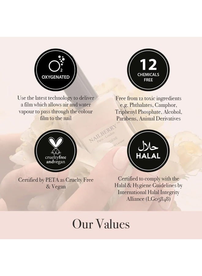 NAILBERRY طلاء أظافر أكسجين L'Oxygéné | أناقة، 15 مل | طلاء لأظافر أكثر صحة ولون يدوم طويلاً | خالي من 12 مادة، نباتي، حلال، خالي من القسوة والغلوتين - Image 2