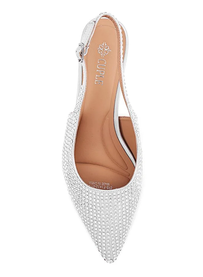 Cuple Silver Cuple Embellished Slingback Pumps for Women | Best Price UAE