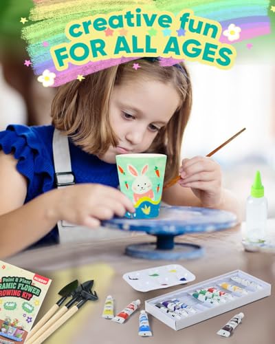RGBDOT Kids Gardening Set Paint and Plant Stoneware Flower Growing Kit with 6 Pots and Gardening Tools Arts and Crafts for Kids Ages 8-12 Best Children’s Day Gift for Girls Boys Ages 5 6 7 8 9 10 - Image 5