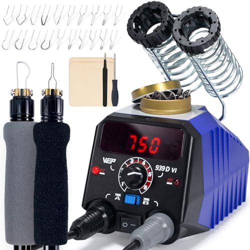 WEP 939D-VI Dual Pen Wood Burning Kit 250-750℃/482-1382℉ A/B Toggle Wood Burning Tool with 2 Detachable Pens, 20 Wood burner Tips, Dual-Barrel Holder. Suitable for Pyrography, Leather Burning Kit - Image 1