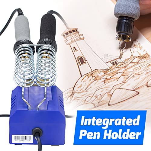 WEP 939D-VI Dual Pen Wood Burning Kit 250-750℃/482-1382℉ A/B Toggle Wood Burning Tool with 2 Detachable Pens, 20 Wood burner Tips, Dual-Barrel Holder. Suitable for Pyrography, Leather Burning Kit - Image 4