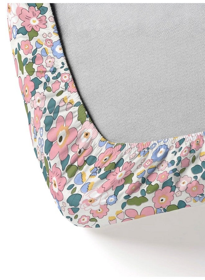 RD TREND® Presents Luxurious Glace Cotton Super Soft 210 TC 360° Elastic Fitted Bedsheet King Size (78X72X8 Inch) with 2 Pillow Covers, Color- Cream Pink Pattern-Floral - Image 4