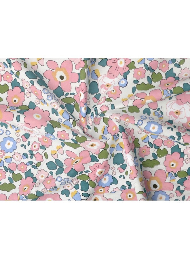 RD TREND® Presents Luxurious Glace Cotton Super Soft 210 TC 360° Elastic Fitted Bedsheet King Size (78X72X8 Inch) with 2 Pillow Covers, Color- Cream Pink Pattern-Floral - Image 2