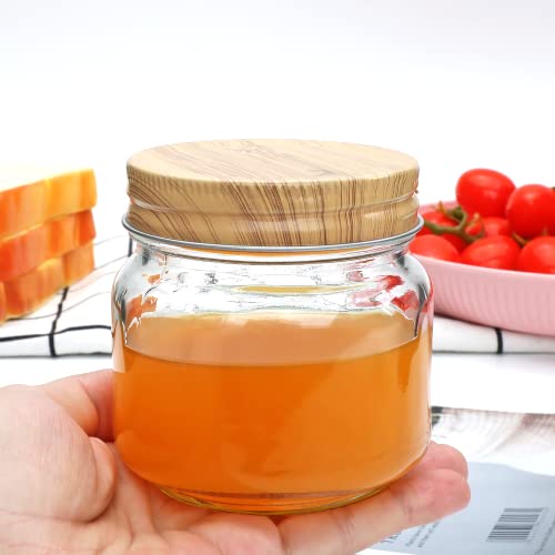 Accguan Mason Jars, glass jar 8OZ With Regular Lids(Wood Grain Iron Lid), Ideal for Jam, Honey, Wedding Favors, Shower Favors, 30 PACK - Image 5
