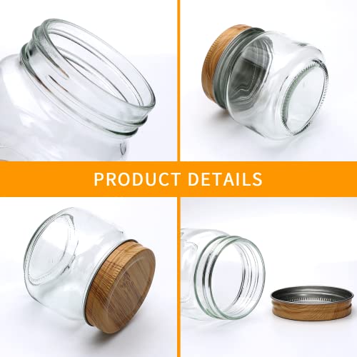 Accguan Mason Jars, glass jar 8OZ With Regular Lids(Wood Grain Iron Lid), Ideal for Jam, Honey, Wedding Favors, Shower Favors, 30 PACK - Image 3