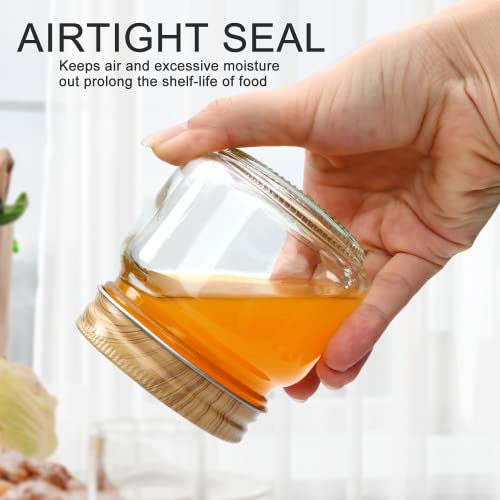 Accguan Mason Jars, glass jar 8OZ With Regular Lids(Wood Grain Iron Lid), Ideal for Jam, Honey, Wedding Favors, Shower Favors, 30 PACK - Image 4