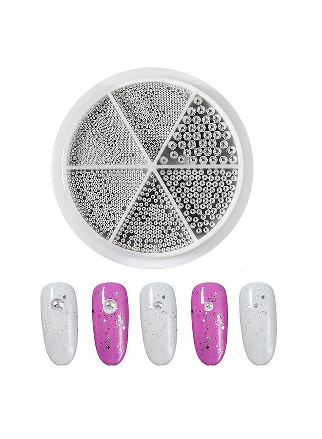 brunson Nail Art Accessories Mixed Size Metal Caviar Beads Dark Silver 3D Design Fingernails Toenails Decoration Manicure Tips Charms NACDS