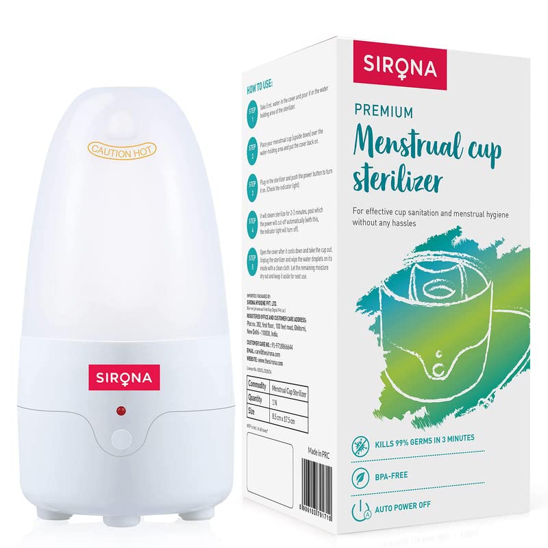 Sirona Reusable Menstrual Cup for Women (Small) with Electric Steam Sterilizer - Pack of 2 | 100% Medical-Grade Silicone | Kills 99% Germs | Rash, Odour & Itch-Free Period Care with Quick Cleaning - Image 5