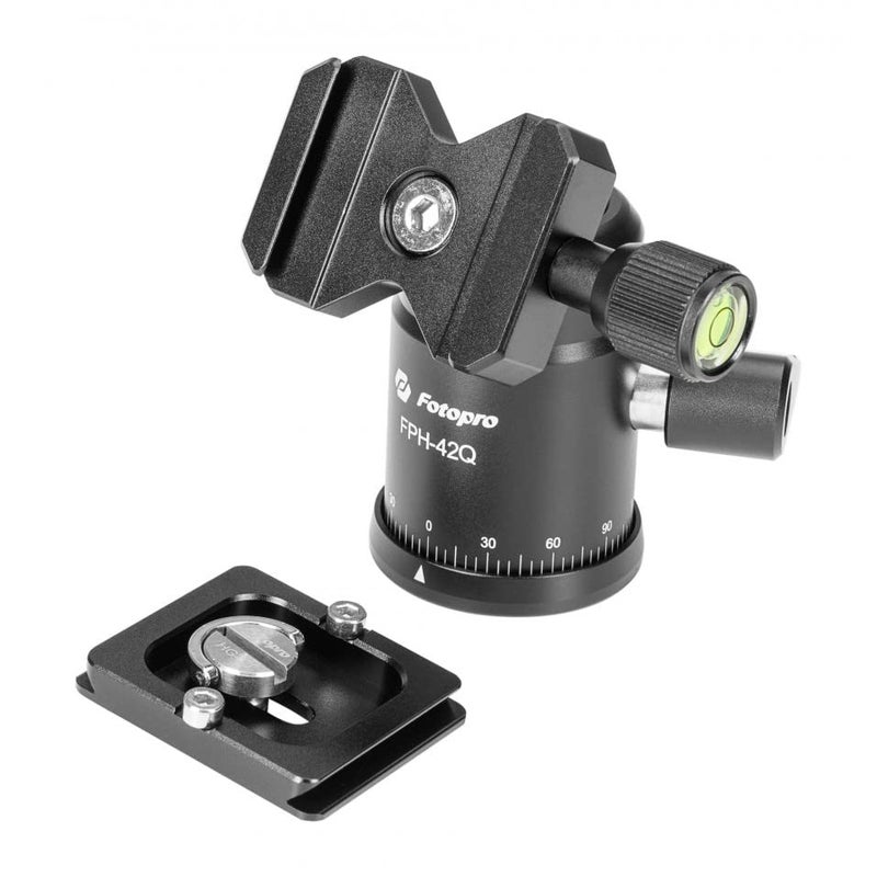 Fotopro FPH-42Q Tripod 360 Degree Rotating Panoramic Ball Head | with Quick Release Plate | for Tripod, Monopod, Slider, DSLR Camera, Camcorder | Payload 8kg, Black - Image 2