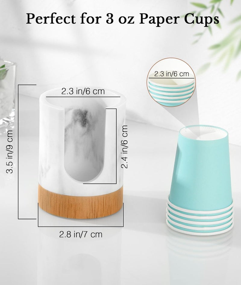 Luxspire Bathroom Cup Dispenser, 3oz Dixie Cup Dispenser, Marble Resin Dixie Cup Holder, Disposable Paper Cup Holder for Bathroom, Cotton Pad Holder, Guest Bathroom Essentials, Marble White - Image 5
