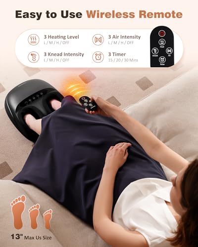 KNQZE Foot Massager Machine with Heat Shiatsu Deep Kneading Foot Massager with Remote Compression MultiMassage Modes AutoOff Timers Valentines Day Gifts for Women Men - Image 5
