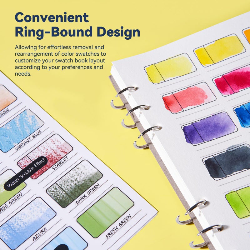 LIGHTWISH Watercolor Swatch Book,12 Detachable Sheets,100% Cotton, 300gsm/140lb,Acid-Free,Color Diary for Oil Pastels,Watercolor,Gouache,Colores Pencils,10.63 * 7.68 Inches - Image 4