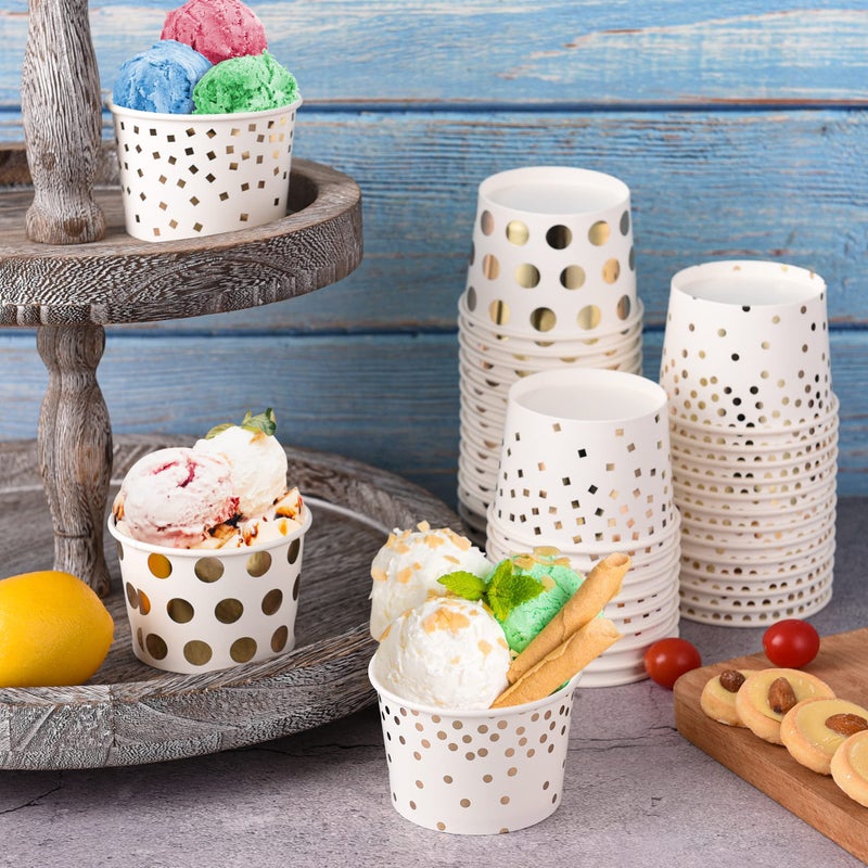 AimFun 60 Pcs Treat Snack Cups Gold Dessert Cups 8oz Disposable Paper Ice Cream Cups for Hot or Cold Food Container Birthday Christmas Party Supplies - Image 5