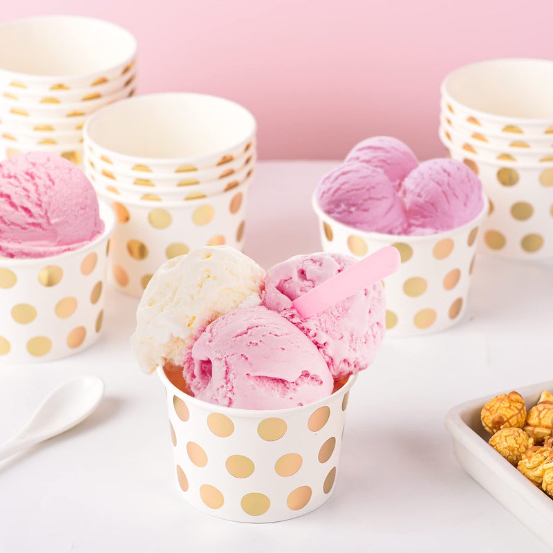 AimFun 60 Pcs Treat Snack Cups Gold Dessert Cups 8oz Disposable Paper Ice Cream Cups for Hot or Cold Food Container Birthday Christmas Party Supplies - Image 4