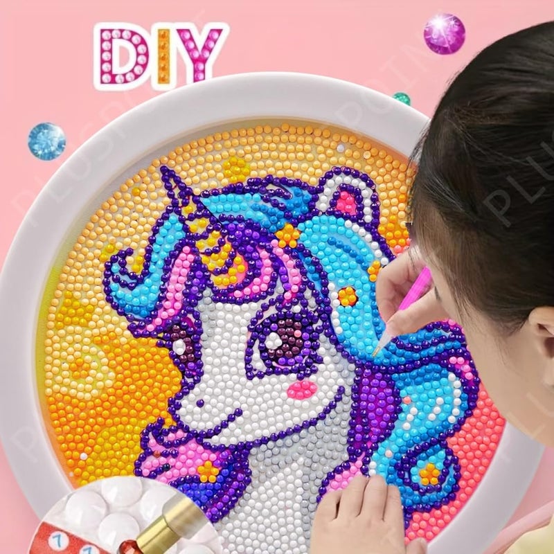 PLUSPOINT 5D Diamond Gem Kits for Kids with Frame Diamond Arts and Craft for Kids Ages 6 8 10 12 Gem Art Painting Kit Unicorn Crafts Unicorn Diamond Painting Kits for Girls - Image 4