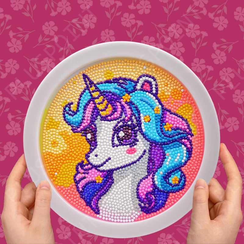 PLUSPOINT 5D Diamond Gem Kits for Kids with Frame Diamond Arts and Craft for Kids Ages 6 8 10 12 Gem Art Painting Kit Unicorn Crafts Unicorn Diamond Painting Kits for Girls - Image 5
