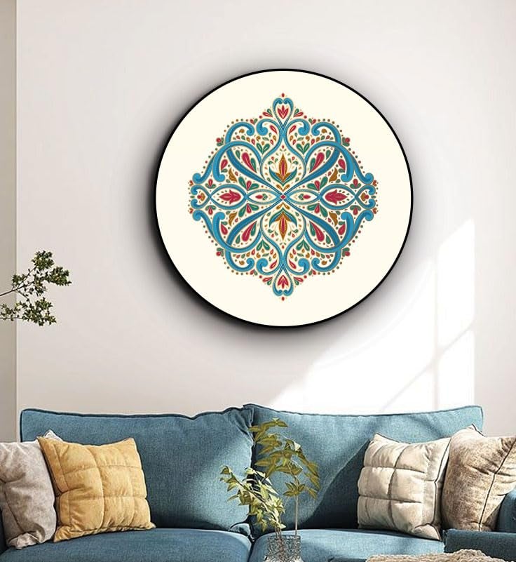 KRIYANTA Jeweled Tapestry of India Unique Wood Vintage Wall Art 151822 Handcrafted Wall PieceDcor for Living RoomBedroomOfficeHotel Style 1 Small 15 Inches Diameter - Image 1