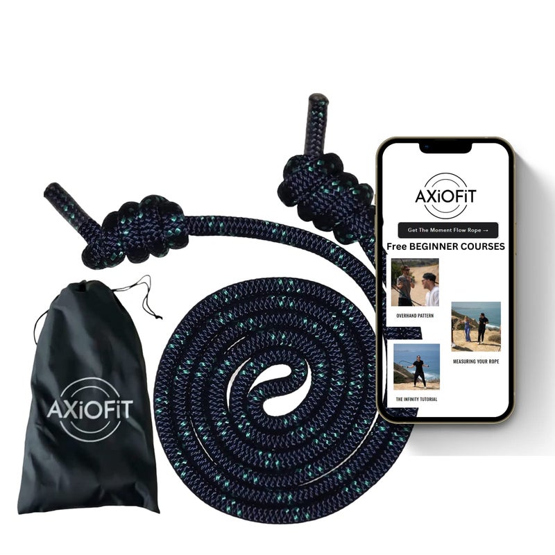 AXiOFiT حبل تمرين AXiOFiT Flow Rope للقفز في المنزل لتمارين الكارديو حبل قفز موازن للقفز الحر يساعد على لياقة الجزء العلوي من الجسم للملاكمة و HIIT للمبتدئين – 560 جرام (1.23 رطل) - Image 1