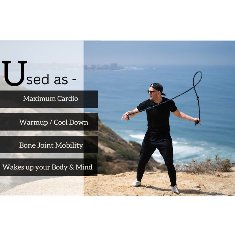 AXiOFiT حبل تمرين AXiOFiT Flow Rope للقفز في المنزل لتمارين الكارديو حبل قفز موازن للقفز الحر يساعد على لياقة الجزء العلوي من الجسم للملاكمة و HIIT للمبتدئين – 560 جرام (1.23 رطل) - Image 3