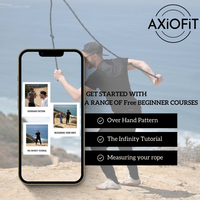 AXiOFiT حبل تمرين AXiOFiT Flow Rope للقفز في المنزل لتمارين الكارديو حبل قفز موازن للقفز الحر يساعد على لياقة الجزء العلوي من الجسم للملاكمة و HIIT للمبتدئين – 560 جرام (1.23 رطل) - Image 4