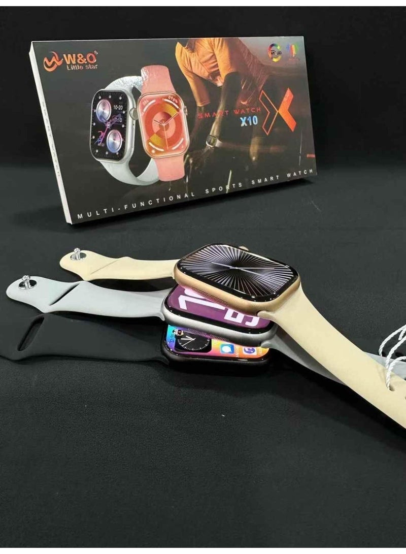 في & حول ساعة ذكية X10 Series 10 Wearfit Pro بشاشة 2.2 بوصة SUPER AMOLED مع خاصية إلغاء القفل والدردشة بالذكاء الاصطناعي وGPT وGPS وNFC وبلوتوث V5 وشاحن لاسلكي - ذهبي - Image 4