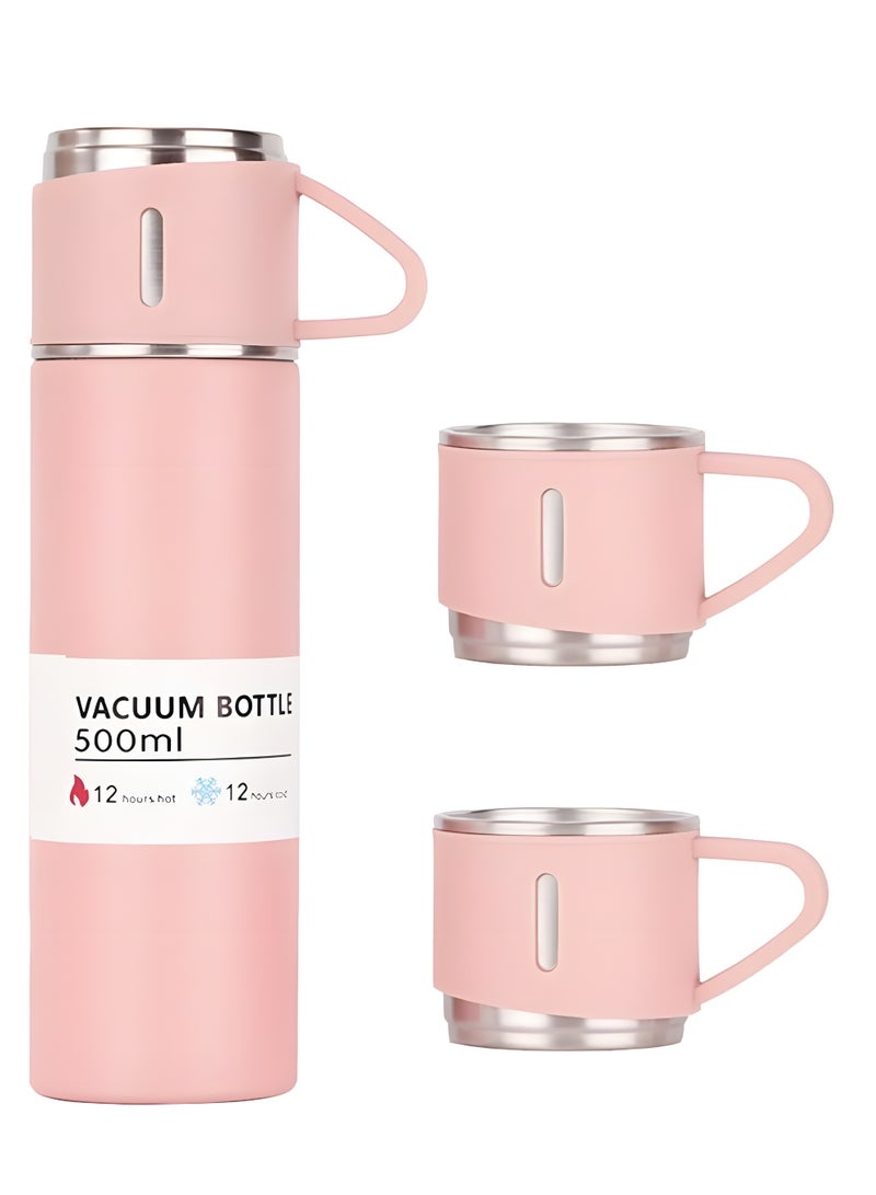 Vacuum Flask 500 ml Vacuum‑Insulated Stainless‑Steel Travel Mug – Double‑Layer Thermos with 3 Interlocking Lids/Cups, BPA‑Free - Image 1