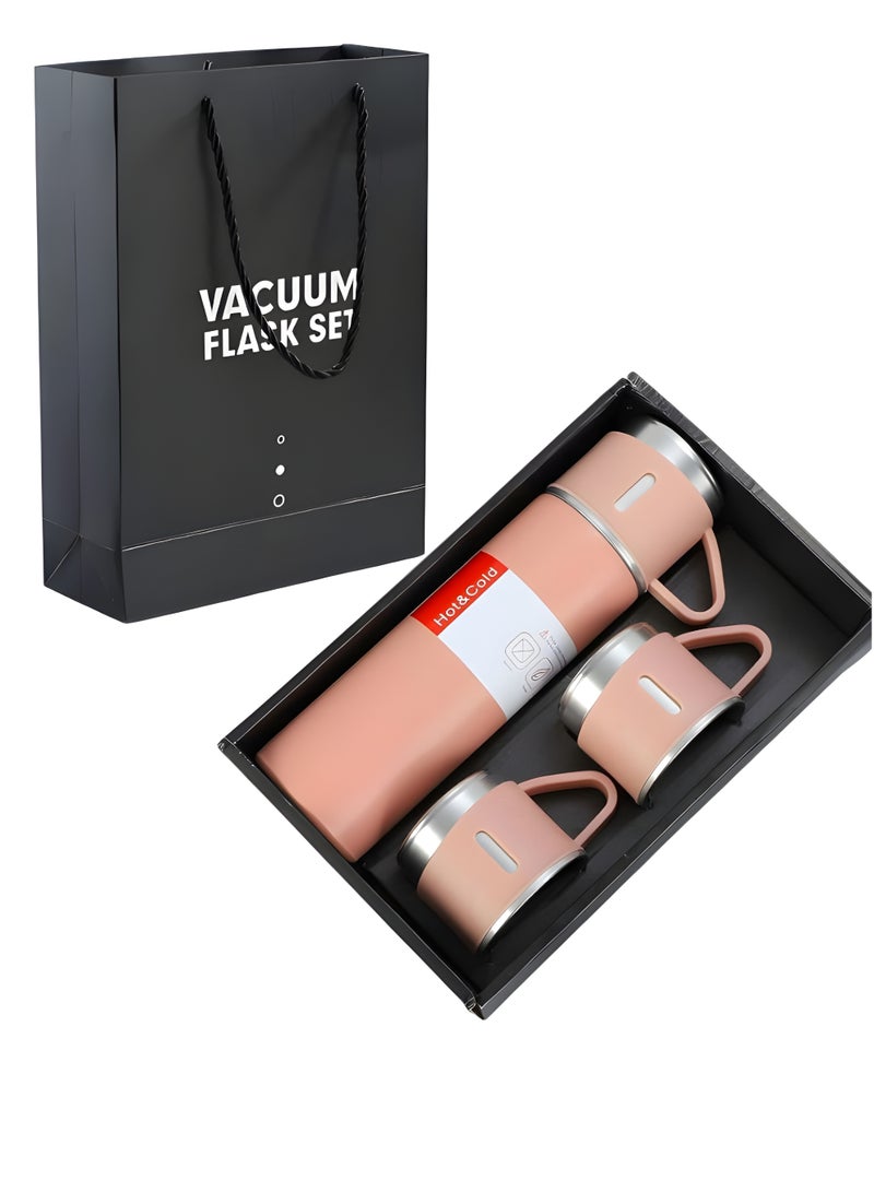 Vacuum Flask 500 ml Vacuum‑Insulated Stainless‑Steel Travel Mug – Double‑Layer Thermos with 3 Interlocking Lids/Cups, BPA‑Free - Image 3