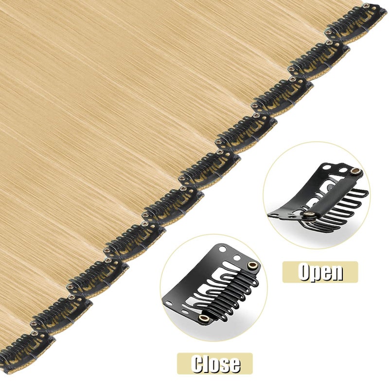 Olldag 12 PCS Blonde Hair Extensions Clip in for Kids, 22 Inch Colored Party Synthetic Neon Highlights Extensions, Rainbow Hair Accessories for Girls Women Hair Pieces - Image 4