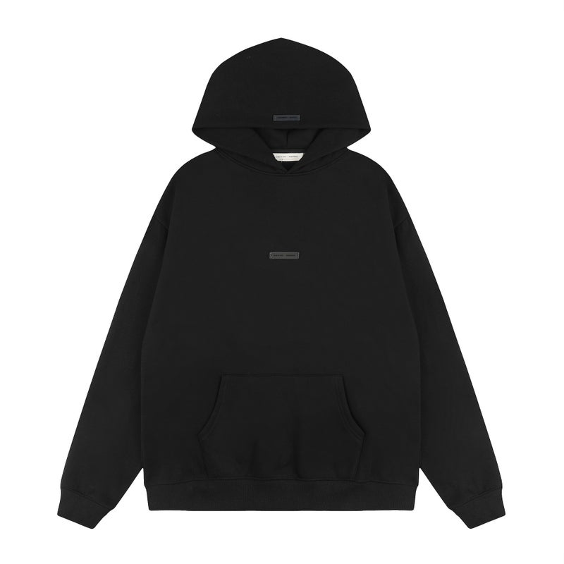 FOG Essentials Fleece-Lined Hoodie & Pants Set with Silver Letter Print - Casual Streetwear