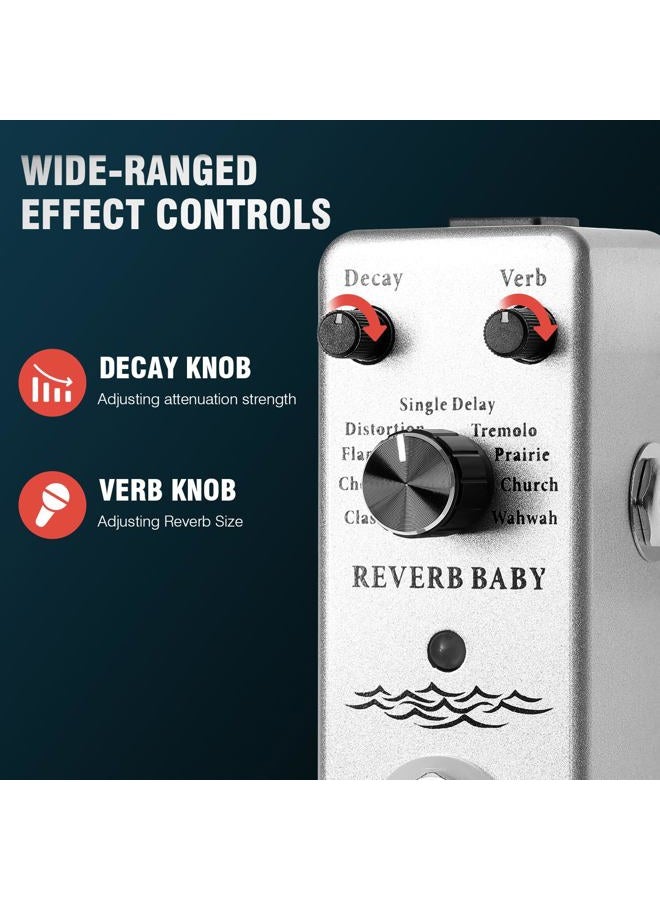 ISET Reverb Baby Reverb Guitar Pedal Mini Single Guitar Effect Pedal With Power Adapter - Image 3